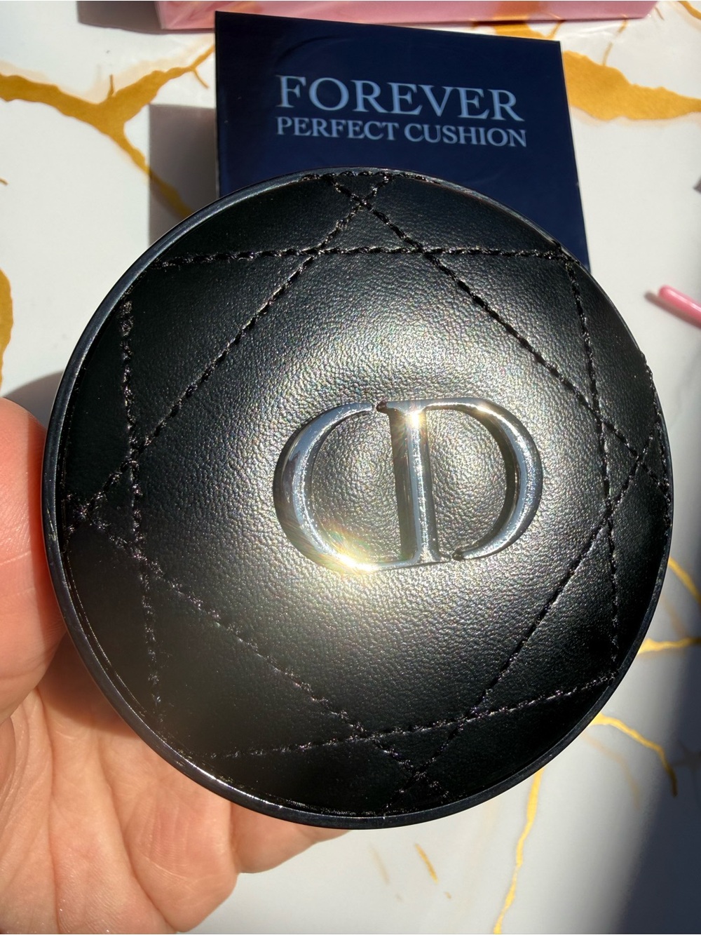 Dior Cushion Foundation Black Quilted Leather Compact Shade 0N NIB AMAZING